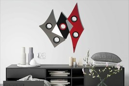 Contemporary Abstract Wall Sculpture, unique Red Black wall art 26x23 by Art69 - £120.54 GBP