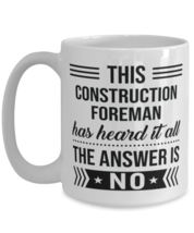 Coffee Mug for Construction Foreman - 15 oz Funny Tea Cup For Office  - £13.23 GBP