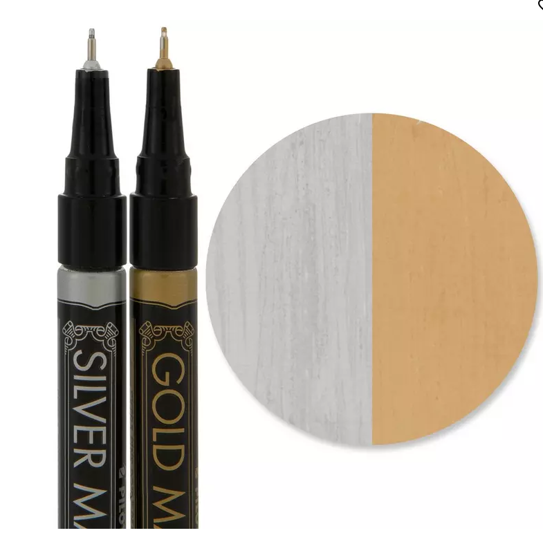 Pilot Gold &amp; Silver Pilot Extra Fine Tip Metallic Paint Markers - 2 Piec... - $10.39