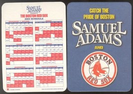 2 BOSTON RED SOX SAM ADAMS BEER 2003 COASTER SCHEDULE   - $2.50