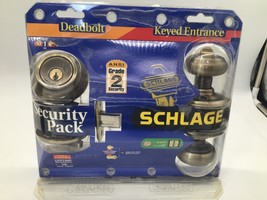 Schlage  Deadbolt + Keyed Entry Security Pack ANTIQUE BRASS FBR250 NEW - $644.30 MXN
