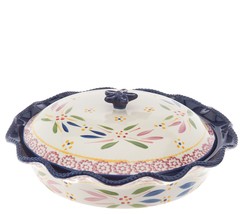 Temp-tations Old World Pie Plate w/ Dome Lid in Confetti Slight Damage - £44.29 GBP