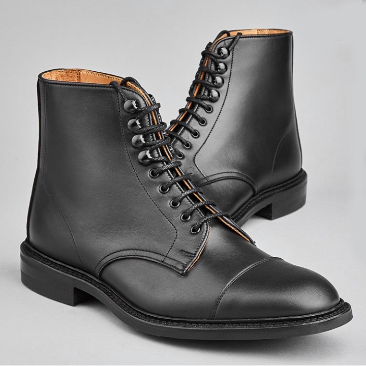 New Men's Handmade Black Lace Up casual Leather Boots, Ankle high Cap Toe Boots