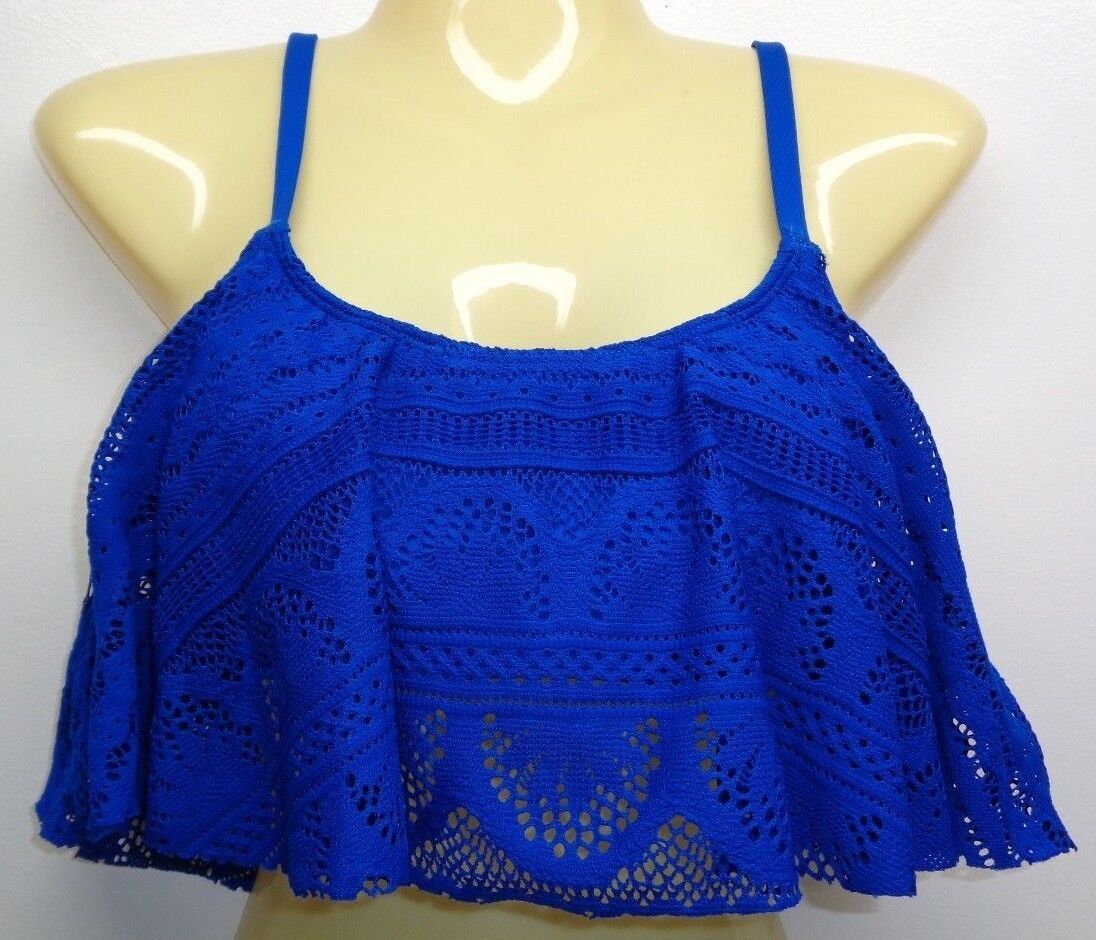 Primary image for Kenneth Cole Size Large SUNS OUT CROCHET Indigo Blue New Womens Swim Bikini Top