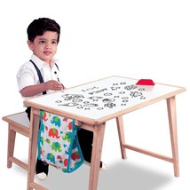 Giggles - Activity Table &amp; Stool, Wooden Kids Study Table, Dry Erase Board,Study - £134.53 GBP