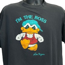 I&#39;m the Boss Las Vegas Vintage 90s T Shirt Medium Duck Single Stitch Mens Black - £11.47 GBP