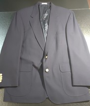 Lands End Mens 100% Wool Sport Suit Coat 44R Blazer Jacket Black - $34.79