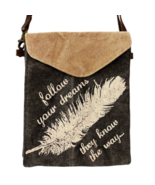 &quot;follow your dreams&quot; Crossbody Sling Bag Purse - Distressed Gray/Beige -... - $61.53 CAD