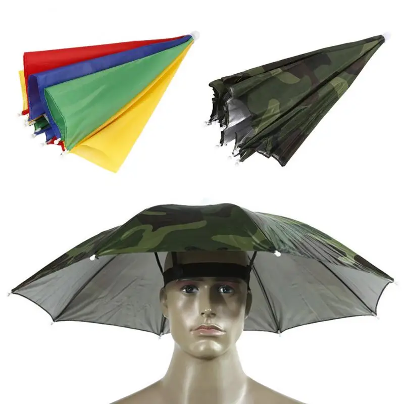  Foldable Head Umbrella Hat Cap Golf Outdoor Sun Headwear Fishing Camping - $33.79