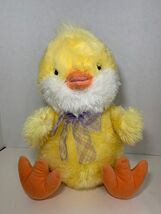 Russ Berrie large Chickles Easter chick chicken plush purple plaid ribbo... - $15.42