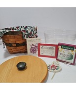 Longaberger  Christmas Jingle Bell Basket Lid Holly Fabric+Liner Brass P... - $33.88 CAD