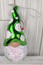 Gnome Fuzzy Beard Christmas Tree Ornament Glittery Poka dot Holiday Decor Tinsel - £8.46 GBP