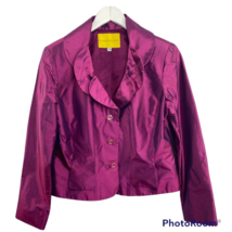 Flores &amp; Flores Silk Blazer Jacket Purple Size 10 Single Breasted 3 Butt... - $37.66