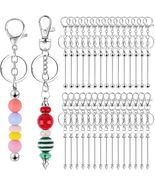 Kalolary 30PCS Beadable Keychain Bars, Silver Metal Bead Keychain Bars B... - £20.42 GBP