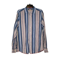 Tommy Bahama Jeans Mens Shirt Size Large Multi Striped Check Cotton Button Front - £15.18 GBP