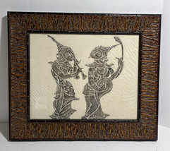 VINTAGE THAI TEMPLE RUBBING RICE PAPER FRAMED 27x22 - £70.42 GBP