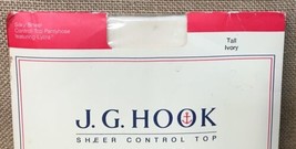 Vintage JG Hook Sheer Control Top Tall Ivory Pantyhose w Lycra Spandex Stockings - £5.44 GBP