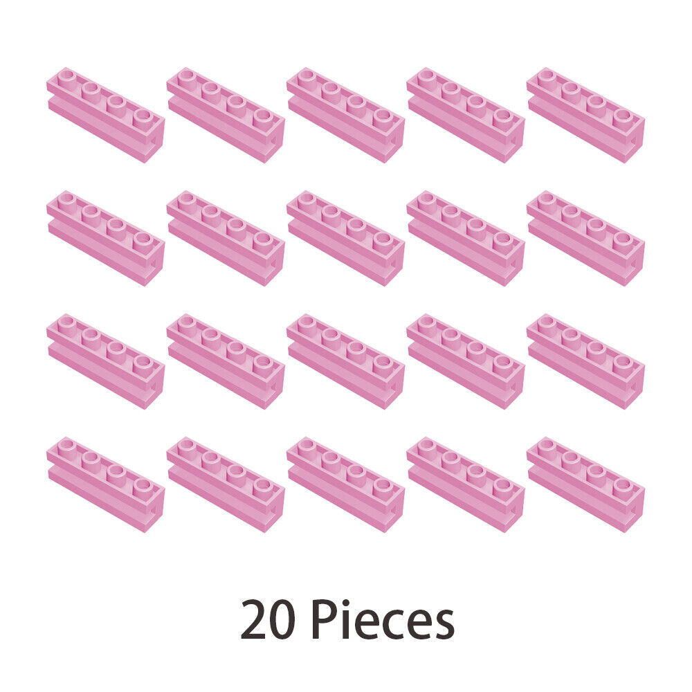 20x Bright Pink 2653 Brick Special 1x4 with Groove / Sliding Piece 1x4 B... - $7.40