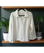 NWT Haven Well Within L White Collared Pullover Top Long Sleeve V neck C... - €55,61 EUR