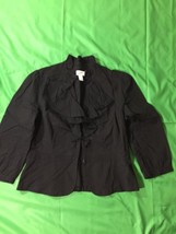 Loft Women Black Long Sleeve Blouse Button Uo Size 8 Made In India Bin66#28 - £21.25 GBP