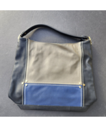 Gussaci Purse Gray Blue Black Vegan Leather Hand Bag Tote Colorblock - £20.04 GBP
