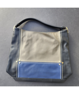 Gussaci Purse Gray Blue Black Vegan Leather Hand Bag Tote Colorblock - $25.64