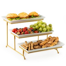 Large 3 Tier Serving Tray With Serving Stand, Serving Dishes For Enterta... - £51.54 GBP