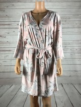 FLORA BY FLORA NIKROOZ Soft Pink Floral Short Fleece Robe NWT XL - £18.27 GBP