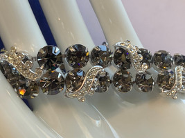 Vtg Weiss Black Diamond Collection Bracelet 7&quot; Fashion Jewelry Smoky Rhinestone - £78.81 GBP