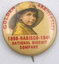 VTG 1948 Nabisco Golden Anniversary Pin 1898-1948 Boy in Yellow Raincoat... - £10.28 GBP