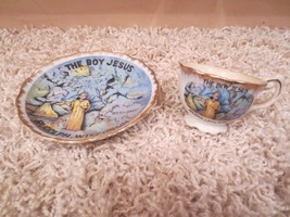 VINTAGE ANTIQUE THE BOY JESUS MINIATURE CUP &amp; SAUCER - RUDOLPH, WISCONSIN - £7.15 GBP