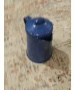 Vtg Antique Enamel Blue 9” Metal Pitcher W/ Lid Camp Farmhouse - $15.93 CAD