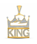 10kt Yellow Gold Mens Round Diamond King Charm Pendant 7/8 Cttw - £932.90 GBP