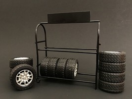 Metal Tire Rack with Rims and Tires for 1/24 Scale Models by American Diorama - £22.00 GBP