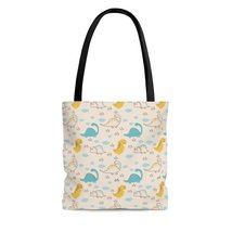 Dinosaurs In The Clouds Hand Drawn Antiquewhite AOP Tote Bag - $17.65+