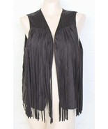 Red Saks Fifth Avenue M L  Brown Faux Suede Long Fringe Boho Vest - $24.75