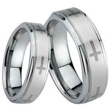 COI Tungsten Carbide Cross Couple Wedding Band Ring - TG1510  - $39.99