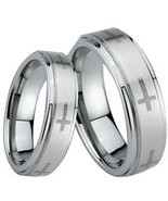 COI Tungsten Carbide Cross Couple Wedding Band Ring - TG1510  - £31.37 GBP