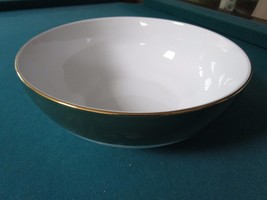 Zsolnay Hungary Round Bowl Green/White With Gold Accent 1960s 9 1/2 Diam [Zs] - £79.17 GBP