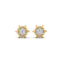 14K Yellow Gold Plated Round Cubic Zirconia Cluster Mini Stud Earrings - £47.17 GBP