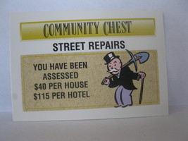1995 Monopoly 60th Ann. Board Game Piece: Community Chest - Street Repairs - $1.00
