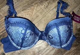 Adored By Adore Me ~ Women&#39;s Vivian Push Up Underwire Bra Lace Blue ~ 40DD - £13.30 GBP