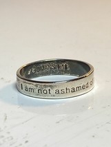 Religious ring Psalm I am not ashamed of the gospel band sterling silver size 7 - £27.69 GBP