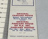 Matchbook Cover  Original Pancake House  Riviera Beach, FL. gmg  Unstruck - £9.71 GBP