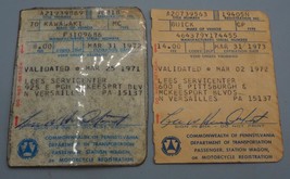Vintage Pair Pennsylvania Vehicle Registration Cards 1971 1972 Kawasaki Buick - £28.63 GBP