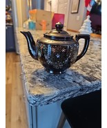 Vintage 1940&#39;s Japanese Red-ware Teapot Moriage Design Black Handpainted... - $414.61 MXN