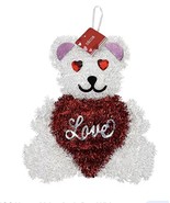 Valentine&#39;s Day Tinsel Teddy Bear Hanging Wall Sign 13 Inches Tall - $22.88 CAD