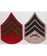Vintage USMC Marine Corps E-5 Sergeant Green On Red Emnbroidered Patch P... - $5.00
