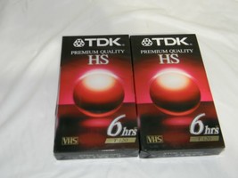 TDK Premium Quality HS 6 Hours T-120 Blank VHS VCR Tape  (two) - £11.10 GBP