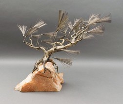Curtis Jere Signed MCM Brutalist Bronze Onyx Cypress Tree Bonsai Sculpture - £639.47 GBP